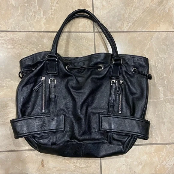 Cole Haan Shoulder Bag Purse Black Leather Large - Picture 1 of 6